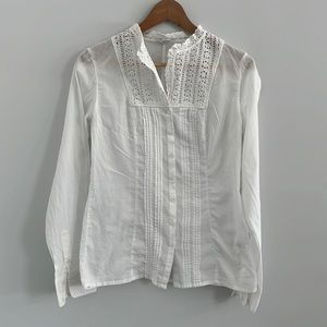 American eagle button down eyelet detail long sleeve shirt